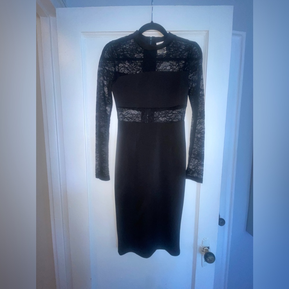 Black lace midi dress